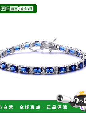 自营 GENEVIVE 纯银蓝宝石立方氧化锆网球手链 - 蓝色 美国奥莱直