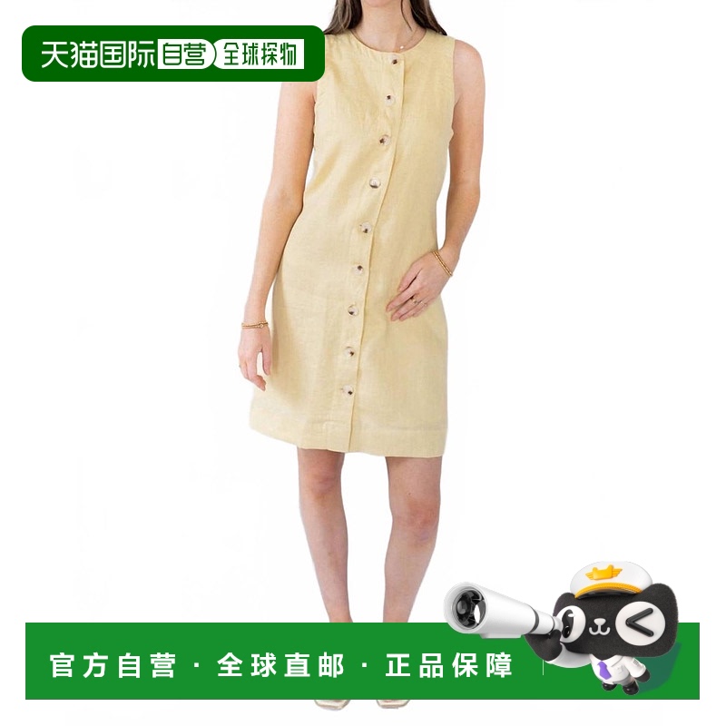 自营 little lies扣我黄色连衣裙 美国奥莱直发