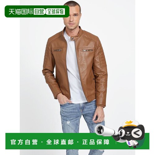 1h可退 【美国直邮】Guess Factory|David 仿皮连帽夹克