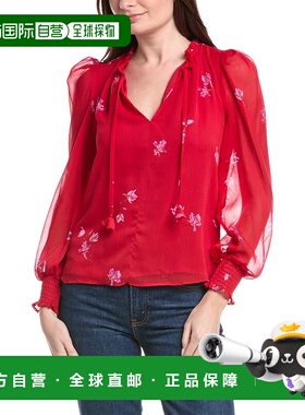 自营CeCe Ruffle Blouse - red 美国奥莱直发