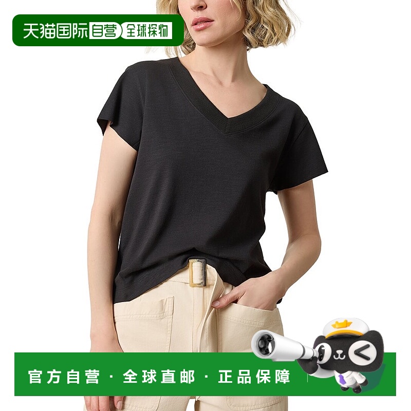 自营Lilla P Relaxed Short Sleeve V-Neck T-Shirt - black 美国