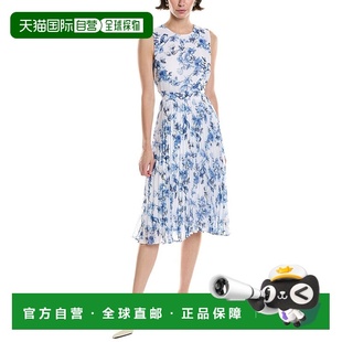 美国奥莱直发 蓝色 自营Anne Klein手风琴褶皱迷笛连衣裙