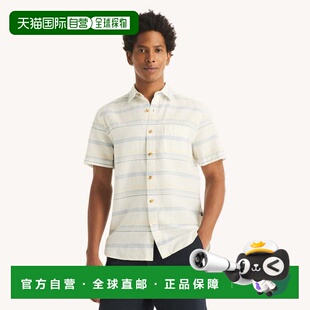 Short Sleeve Linen 自营Nautica sail Striped Shirt whi Mens