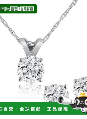 自营pompeii33/4CT T.W. 14k 白金或黄金镶嵌钻石耳钉和单石项链