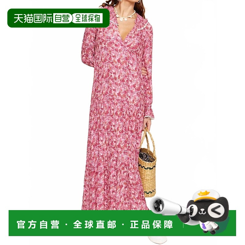 自营rixo马里洋红连衣裙 美国奥莱直发