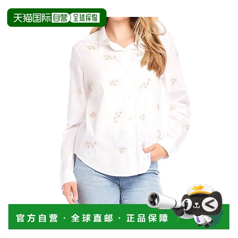 自营karen kane装饰纽扣衬衫,米白色-米白色 美国奥莱直发