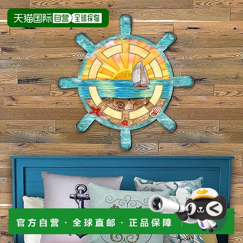 自营 G. DeBrekht 设计的 Captains Wheel Coastal 户外门装饰 -
