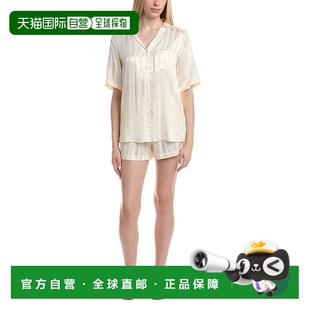 自营Tommy John 2pc Jacquard Satin Pajama Set - beige 美国奥