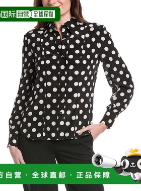 自营Carolina Herrera Button Down Silk Top - black 美国奥莱直