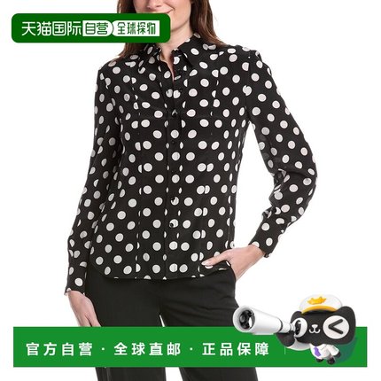 自营Carolina Herrera Button Down Silk Top - black 美国奥莱直