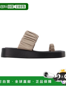 自营 Amor 厚底拖鞋 - Elleme - 灰褐色/黑色 - 皮革 - 米色 美国