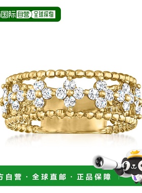 自营14 克拉黄金 Ross-Simons 钻石开放空间花朵戒指 - 白色 美国