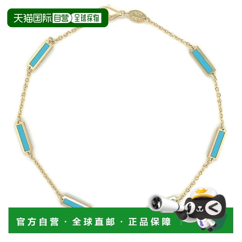 自营 sabrina14K 金 Station Bar 孔雀石手链 7 英寸 - 黄金 美国