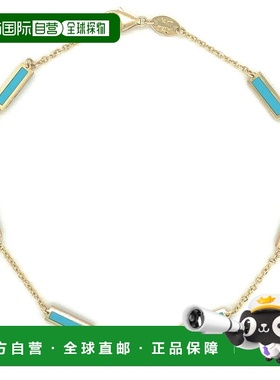 自营 sabrina14K 金 Station Bar 孔雀石手链 7 英寸 - 黄金 美国