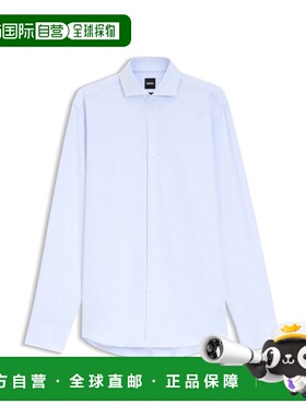 自营bossChecked regular-fit shirt in Italian-made cotton twi