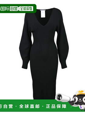 自营alberta ferrettiLong Knit Dress Black - black 美国奥莱直