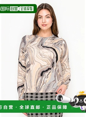 自营yal new york灰色大理石图案针织毛衣-灰色 美国奥莱直发
