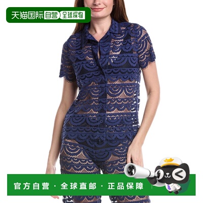 自营PQ Swim Lace Button Top - Navy 美国奥莱直发泳衣