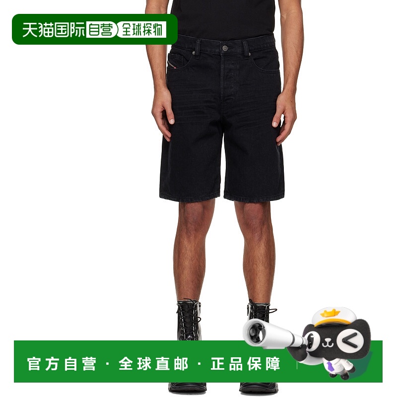 香港直邮潮奢 Diesel 迪赛 男士 黑色 Regular-Short 牛仔短裤 A0