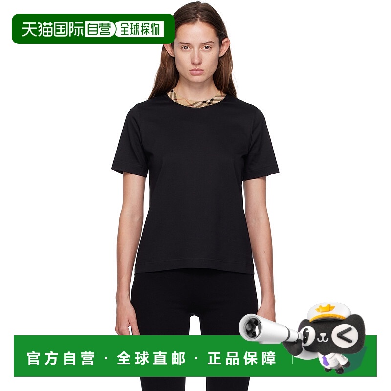 1h可退 香港直邮潮奢 Burberry 巴宝莉 女士 黑色 Check Trim Cot