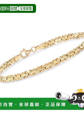 自营Ross-Simons 18kt Gold Over Sterling Flat Byzantine Brace