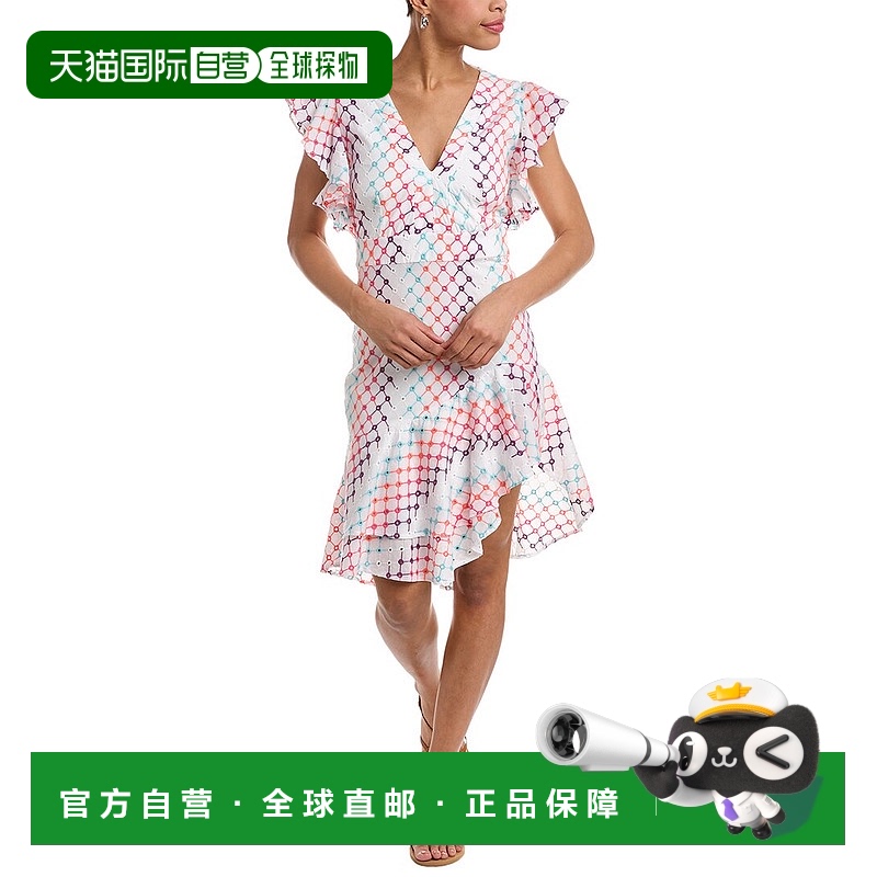 自营 PatBO 刺绣孔眼迷你连衣裙 - 白色 美国奥莱直发