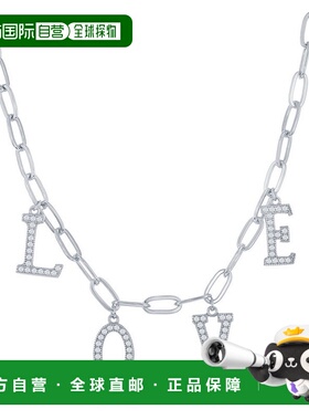 自营 simona925 纯银 CZ“LOVE”回形针项链 - 银白色 美国奥莱直