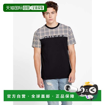 自营guessEco Davion 格纹徽标 T 恤 - 黑色 美国奥莱直发