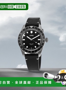 自营 Oris Divers Sixty-Five Calibre 400 黑色表盘皮革表带男士