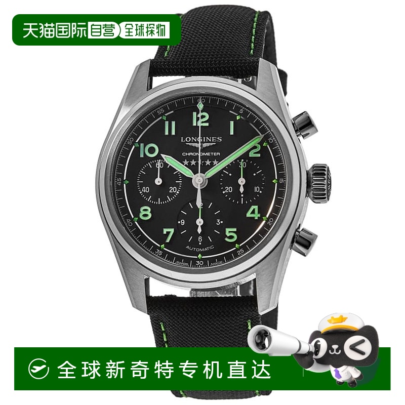 自营 longines浪琴表精神先锋版黑色表盘织物表带男士手表L3.829.