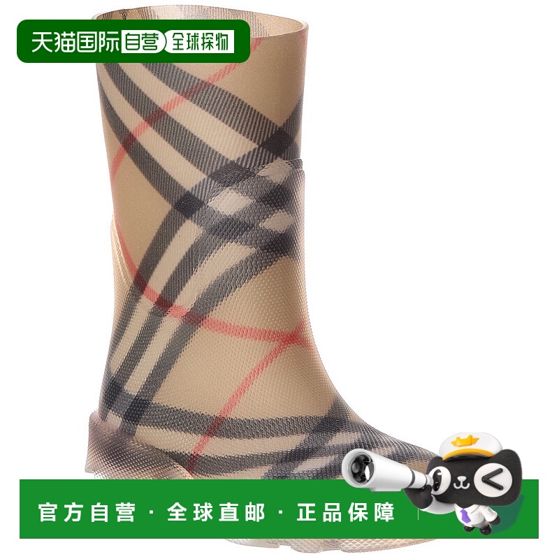 自营Burberry Check Rubber Rain Boot - beige 美国奥莱直发