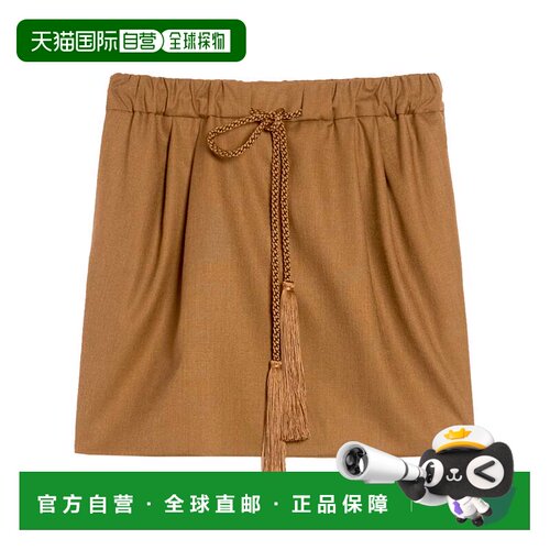 自营max mara蓝色Tabarin气球剪影迷你裙-棕色 美国奥莱直发