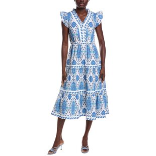 Cinched brown 自营Sail Sable Midi Dress Flutter Waist