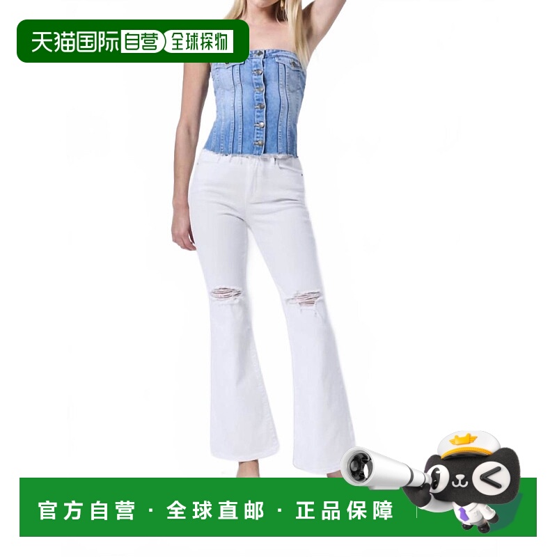 自营sneak peekFlare Denim Distressed Jean In White - white