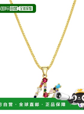adornia14K 镀金多色宝石字母项链 - 金色 - m 【美国奥莱】直发