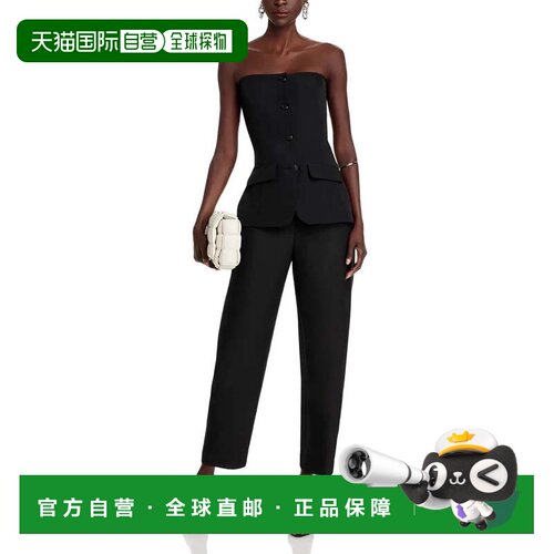 自营Steve Madden Junia正装女裤黑色阔腿拉链苍蝇七分PALL379-黑