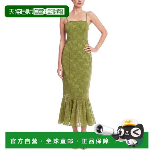 自营Jewel Badgley Mischka Tank Pencil Ruffle Hem Dress - gre