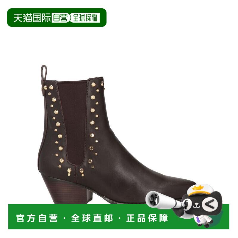 1h可退 【美国直邮】Michael Kors 真皮铆钉圆头古巴跟女靴 时装