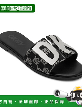 自营 dkny女式华尔兹平底凉鞋-黑色/镍 美国奥莱直发