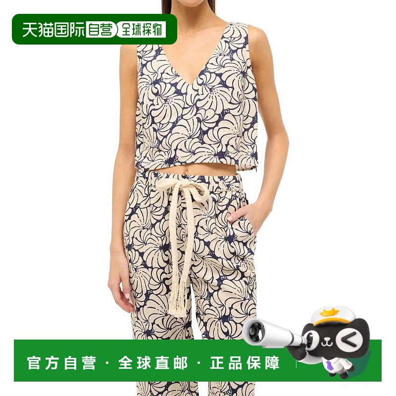 自营 staud卡塔尼亚海军蓝扇贝印花上衣-海军蓝扇贝印花 美国奥莱