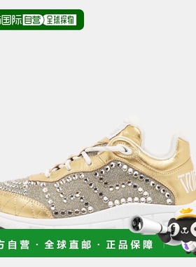 自营Versace Gold/silver Leather And Lurex Fabric Trigreca Sn