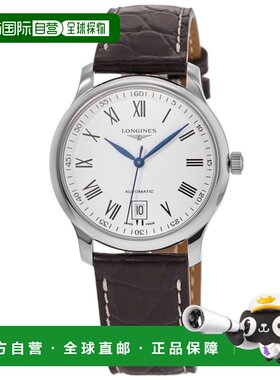自营longines浪琴表大师系列自动38.5mm白色表盘皮革表带男士手表