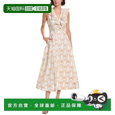 自营Milly Poplin Foliage Dress - black 美国奥莱直发连衣裙