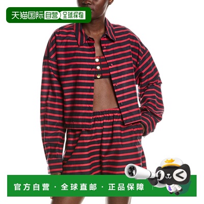 自营WeWoreWhat Cropped Button-Down Shirt - red 美国奥莱直发