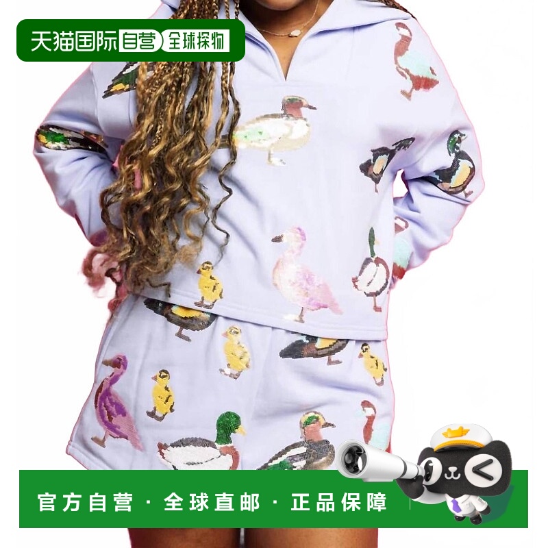 自营queen of sparkles粉蓝色鸭领运动衫-粉蓝色 美国奥莱直发