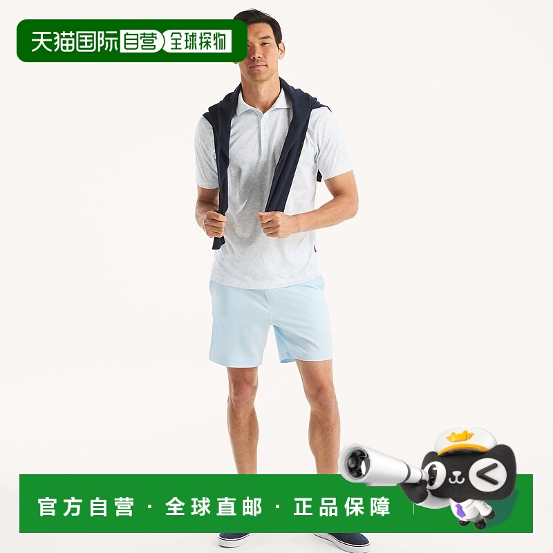 自营 Nautica男式7英寸Navtech修身短款-冰蓝色 美国奥莱直发短裤