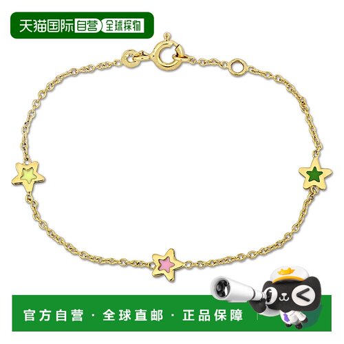 自营 Mimi & Max 儿童多色珐琅星星吊饰 Rolo 链条手链 14k 金 -