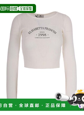 自营elisabetta franchiKnitted Top With Printed Logo - white