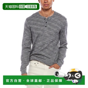 美国奥莱直发长袖 自营 蓝色 希瑟双面亨利 上衣 vince文斯