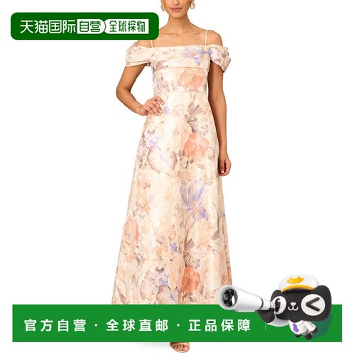 自营 Aidan Mattox 露肩褶皱紧身礼服 - 棕色 美国奥莱直发连衣裙